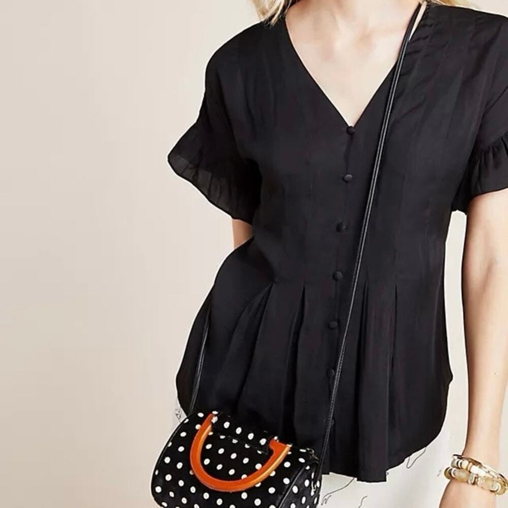 Anthropologie Mitzi Pleated Blouse in Black